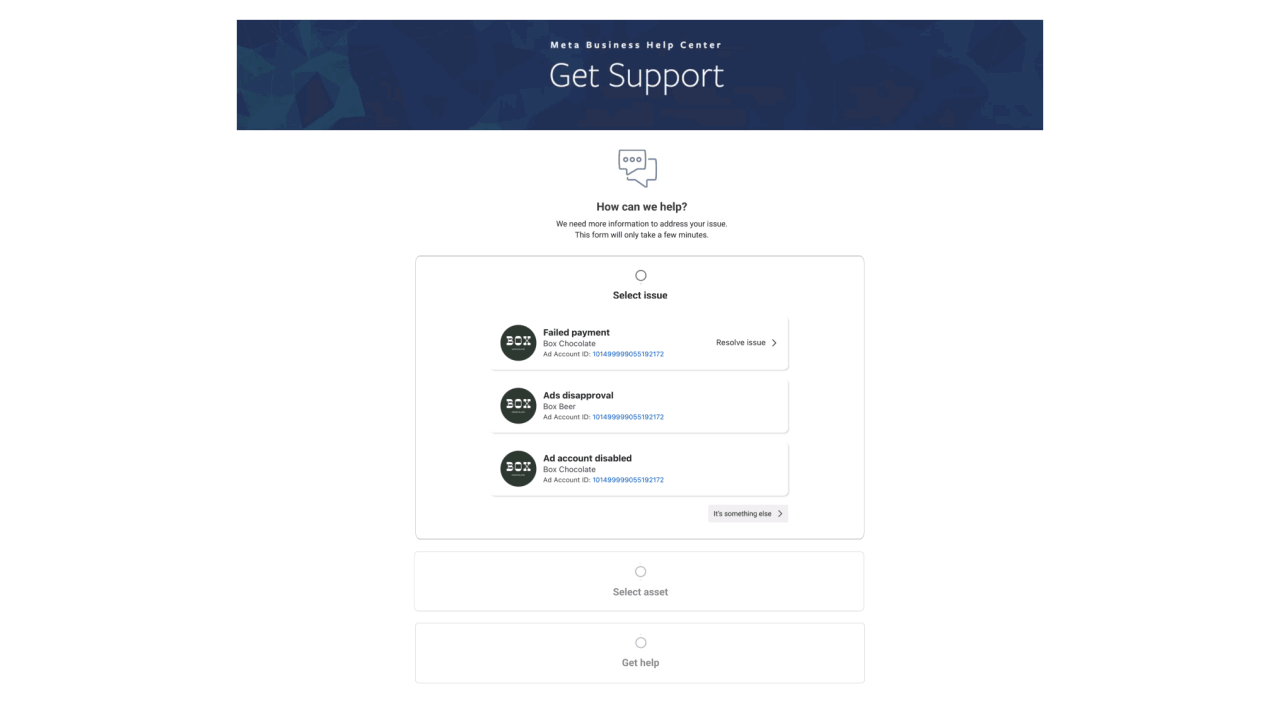 Meta SI — support flow