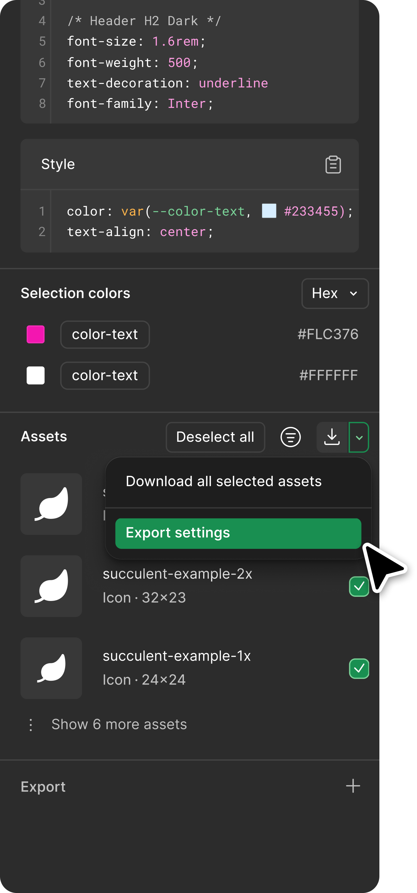 DevMode — export flow