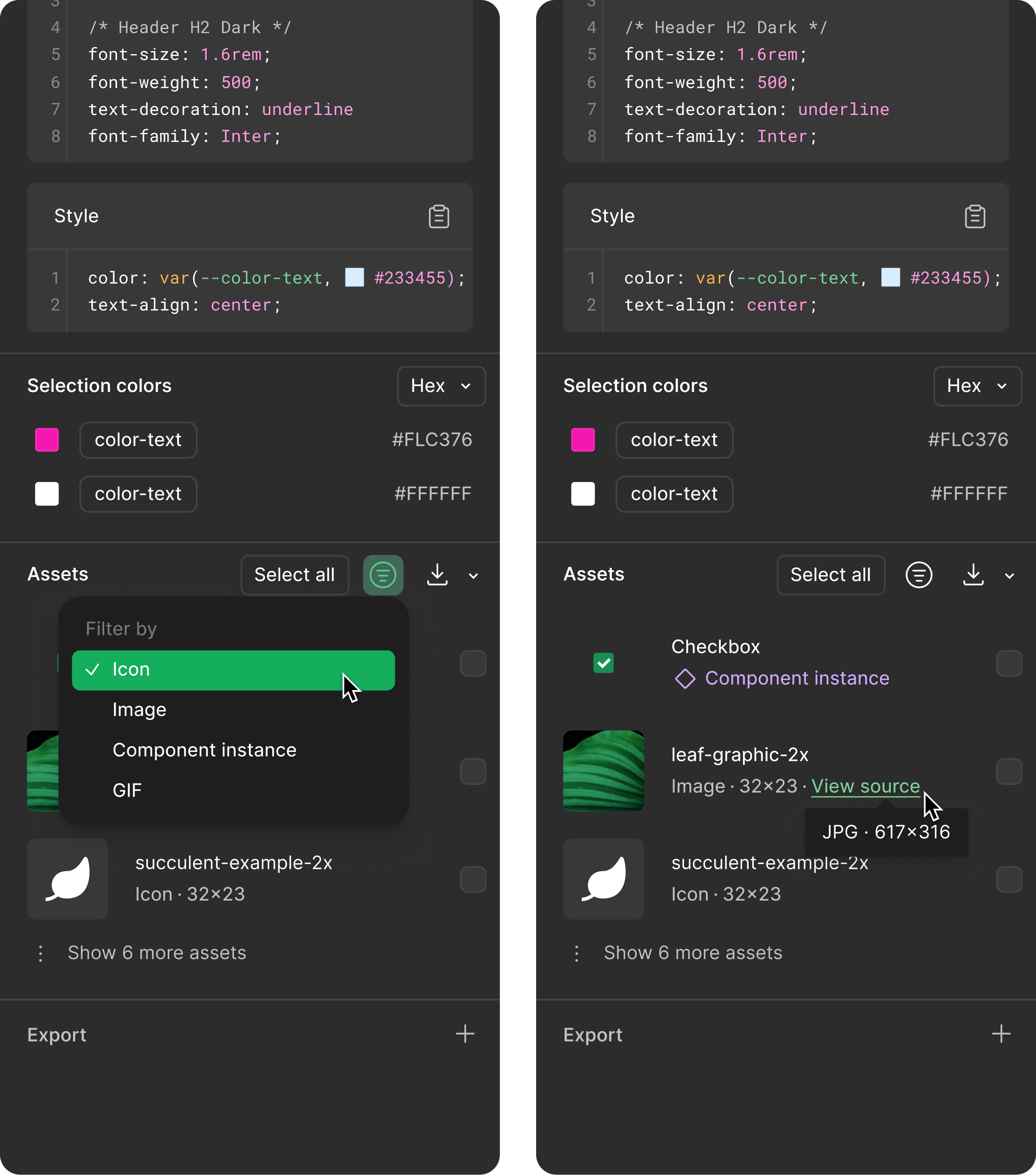DevMode — export flow