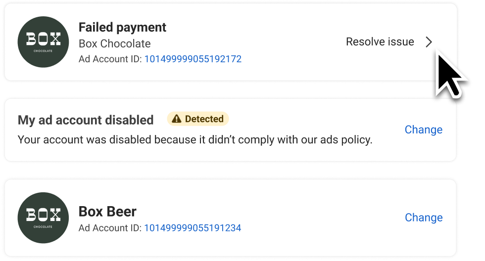 Meta SI — ad issues flow