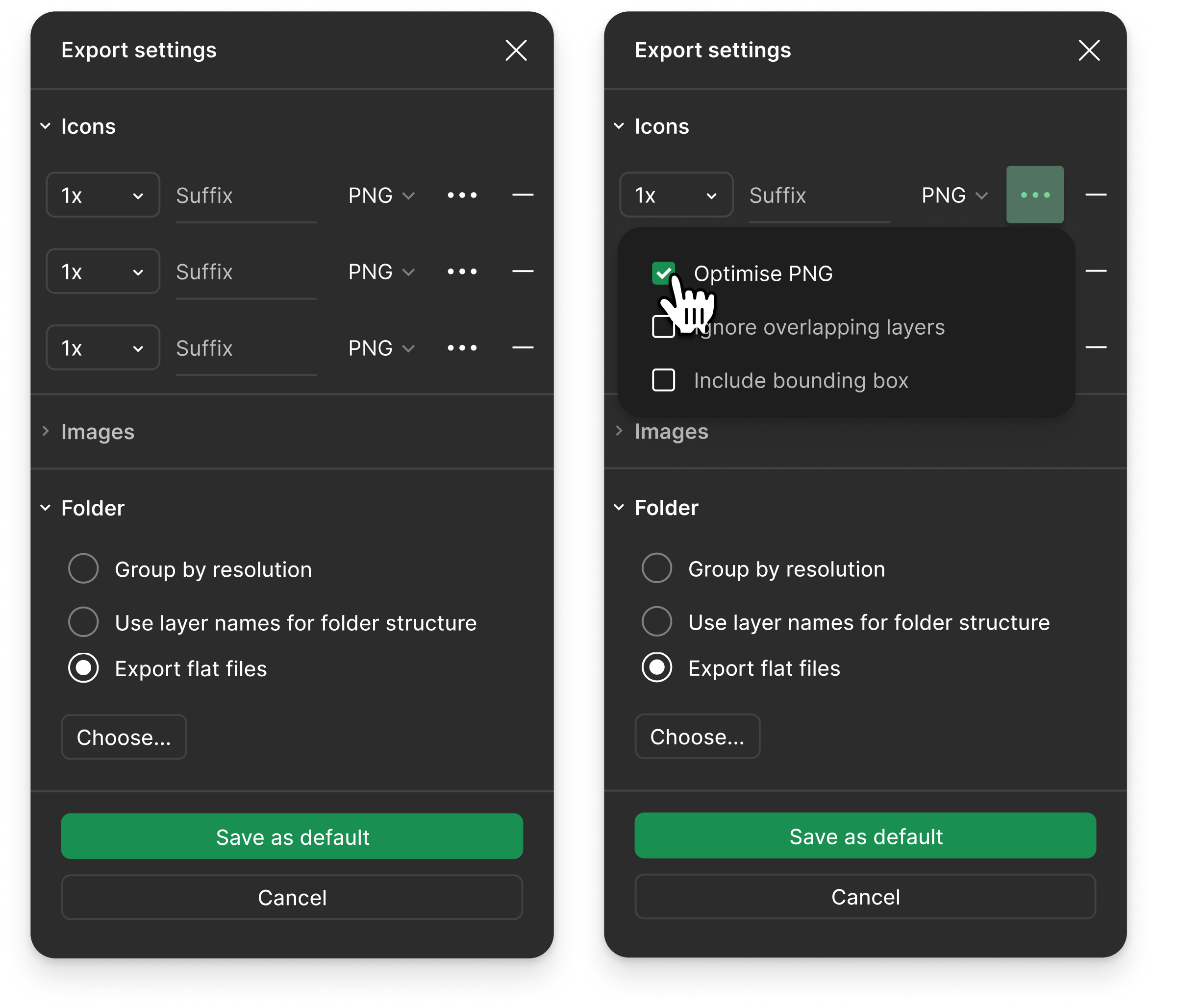 DevMode — export settings