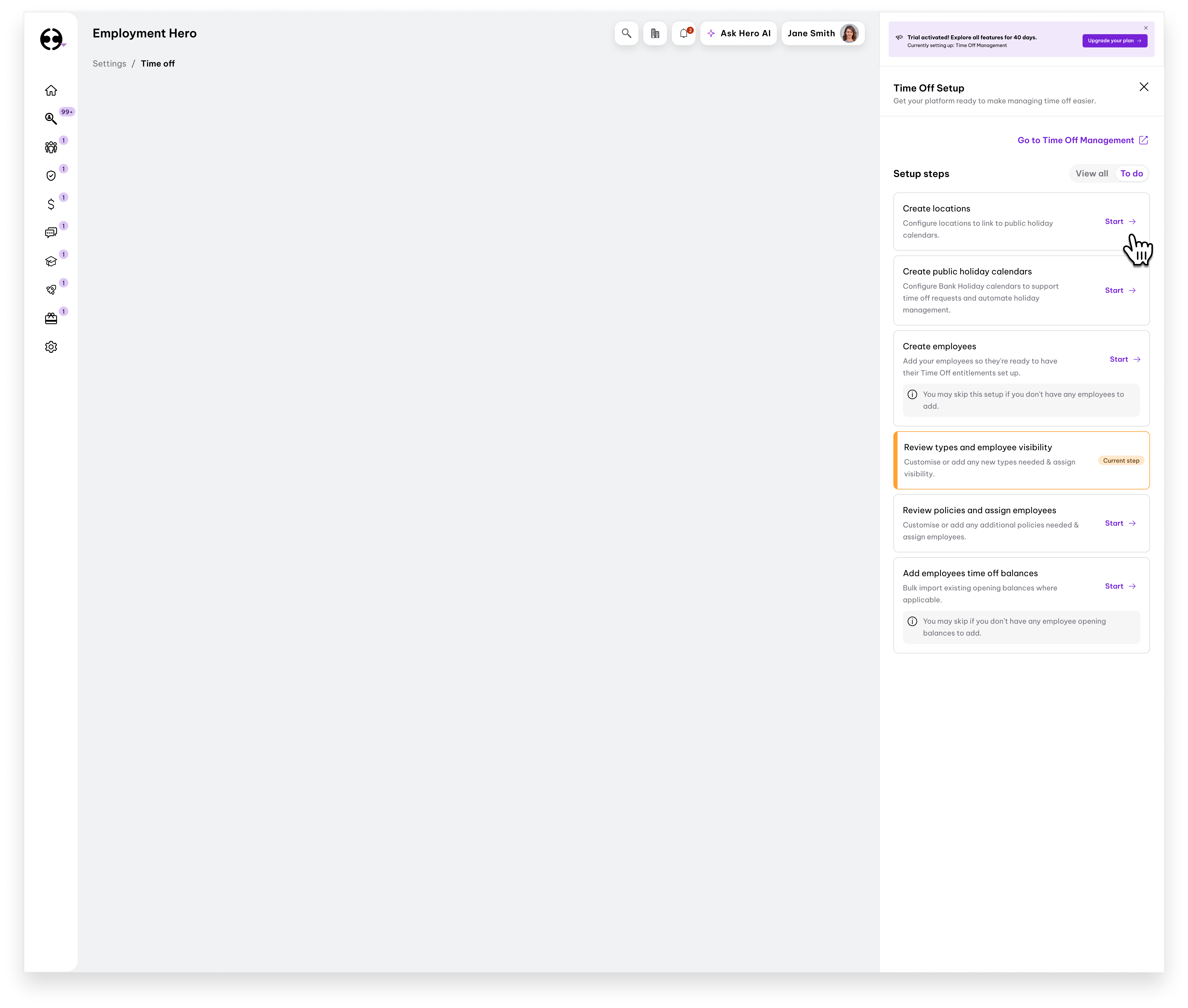 EH PLG — setup flow